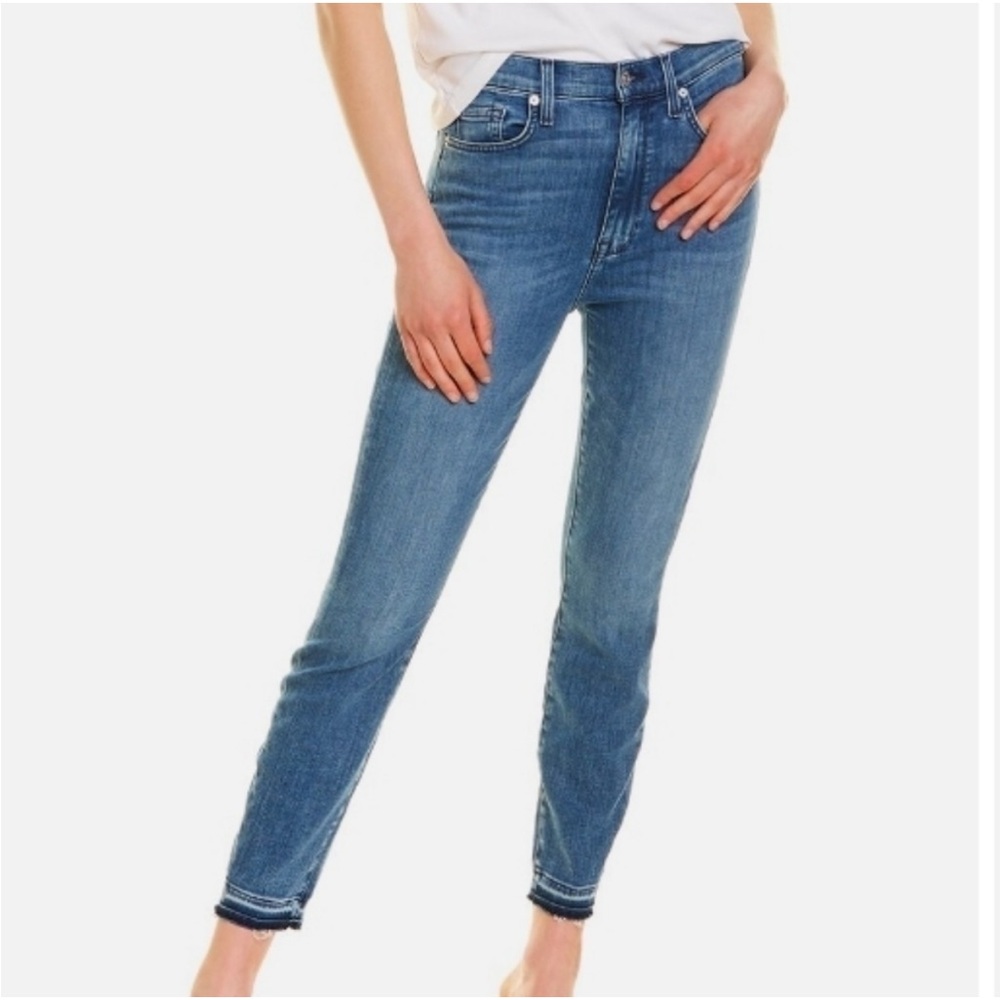 7 For All Mankind Women's Light Blue ankle distressed Skinny Jeans size 26